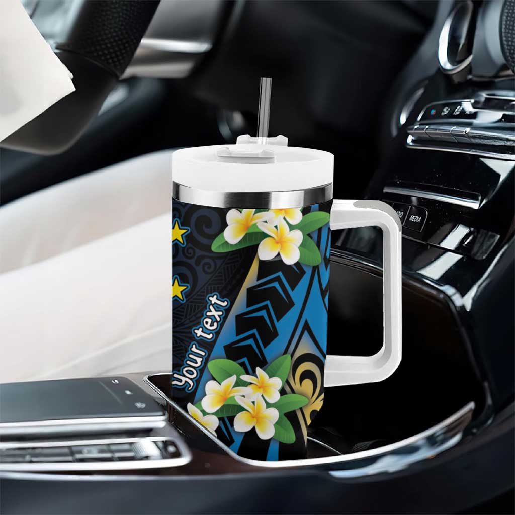 Personalised Tuvalu Beautiful Plumeria Flower Tumbler With Handle LT9 - Polynesian Pride