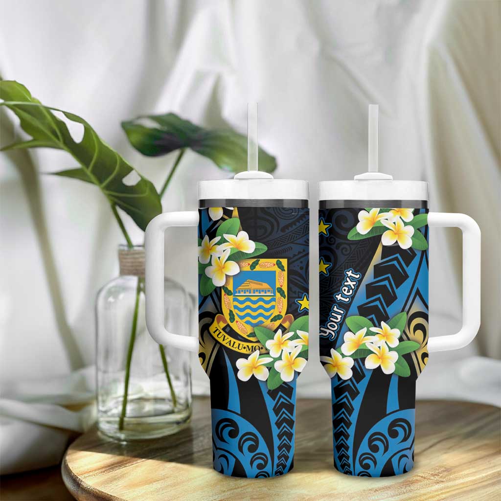 Personalised Tuvalu Beautiful Plumeria Flower Tumbler With Handle LT9 - Polynesian Pride