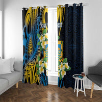 Personalised Tuvalu Beautiful Plumeria Flower Window Curtain LT9 With Grommets Black - Polynesian Pride