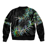 New Zealand Bomber Jacket Aotearoa Silver Fern Mixed Papua Shell Green Vibe LT9 - Polynesian Pride