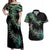 New Zealand Couples Matching Off Shoulder Maxi Dress and Hawaiian Shirt Aotearoa Silver Fern Mixed Papua Shell Green Vibe LT9 Green - Polynesian Pride