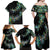 New Zealand Family Matching Off Shoulder Maxi Dress and Hawaiian Shirt Aotearoa Silver Fern Mixed Papua Shell Green Vibe LT9 - Polynesian Pride