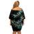 New Zealand Family Matching Off Shoulder Short Dress and Hawaiian Shirt Aotearoa Silver Fern Mixed Papua Shell Green Vibe LT9 - Polynesian Pride