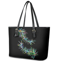 New Zealand Leather Tote Bag Aotearoa Silver Fern Mixed Papua Shell Green Vibe LT9 - Polynesian Pride