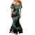 New Zealand Mermaid Dress Aotearoa Silver Fern Mixed Papua Shell Green Vibe LT9 - Polynesian Pride