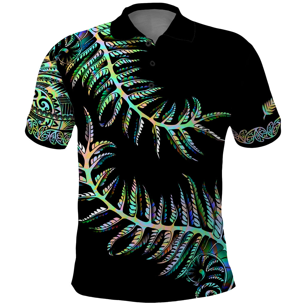 New Zealand Polo Shirt Aotearoa Silver Fern Mixed Papua Shell Green Vibe LT9 Green - Polynesian Pride