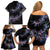 New Zealand Family Matching Off Shoulder Short Dress and Hawaiian Shirt Aotearoa Silver Fern Mixed Papua Shell Purple Vibe LT9 - Polynesian Pride