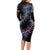 New Zealand Long Sleeve Bodycon Dress Aotearoa Silver Fern Mixed Papua Shell Purple Vibe LT9 - Polynesian Pride