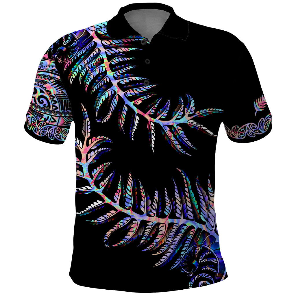 New Zealand Polo Shirt Aotearoa Silver Fern Mixed Papua Shell Purple Vibe LT9 Purple - Polynesian Pride