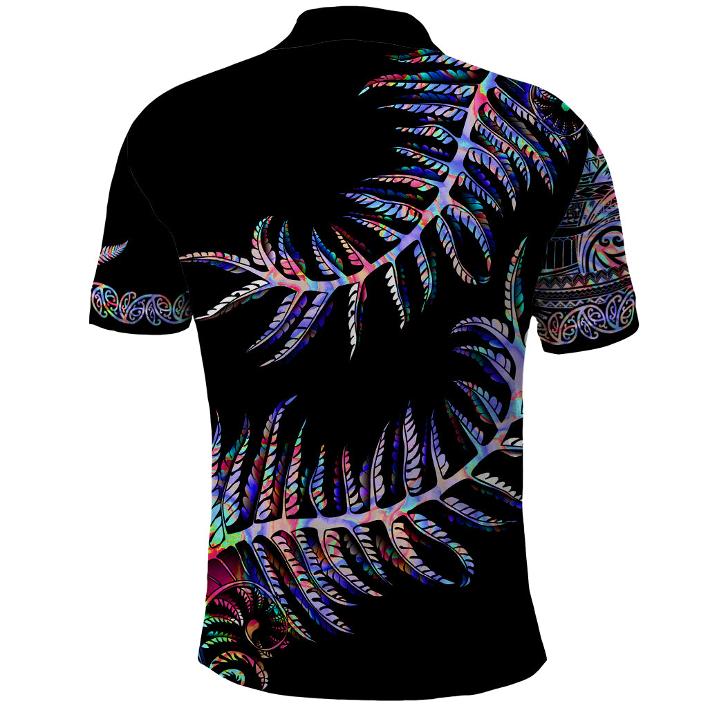 New Zealand Polo Shirt Aotearoa Silver Fern Mixed Papua Shell Purple Vibe LT9 - Polynesian Pride