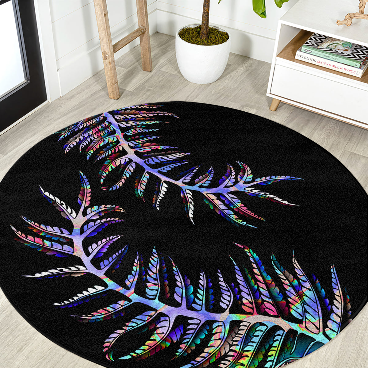 New Zealand Round Carpet Aotearoa Silver Fern Mixed Papua Shell Purple Vibe LT9 Purple - Polynesian Pride