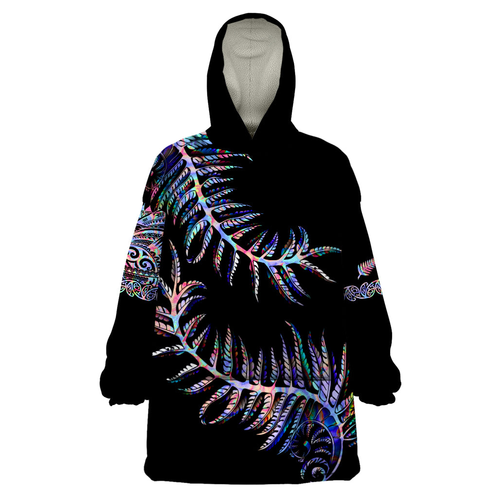 New Zealand Wearable Blanket Hoodie Aotearoa Silver Fern Mixed Papua Shell Purple Vibe LT9 One Size Purple - Polynesian Pride