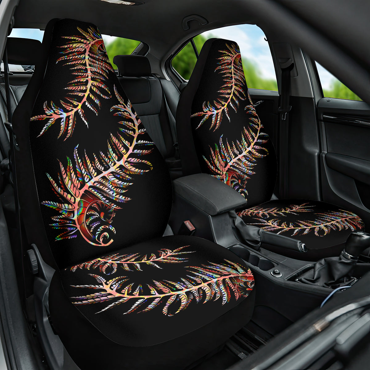 New Zealand Car Seat Cover Aotearoa Silver Fern Mixed Papua Shell Red Vibe LT9 One Size Red - Polynesian Pride