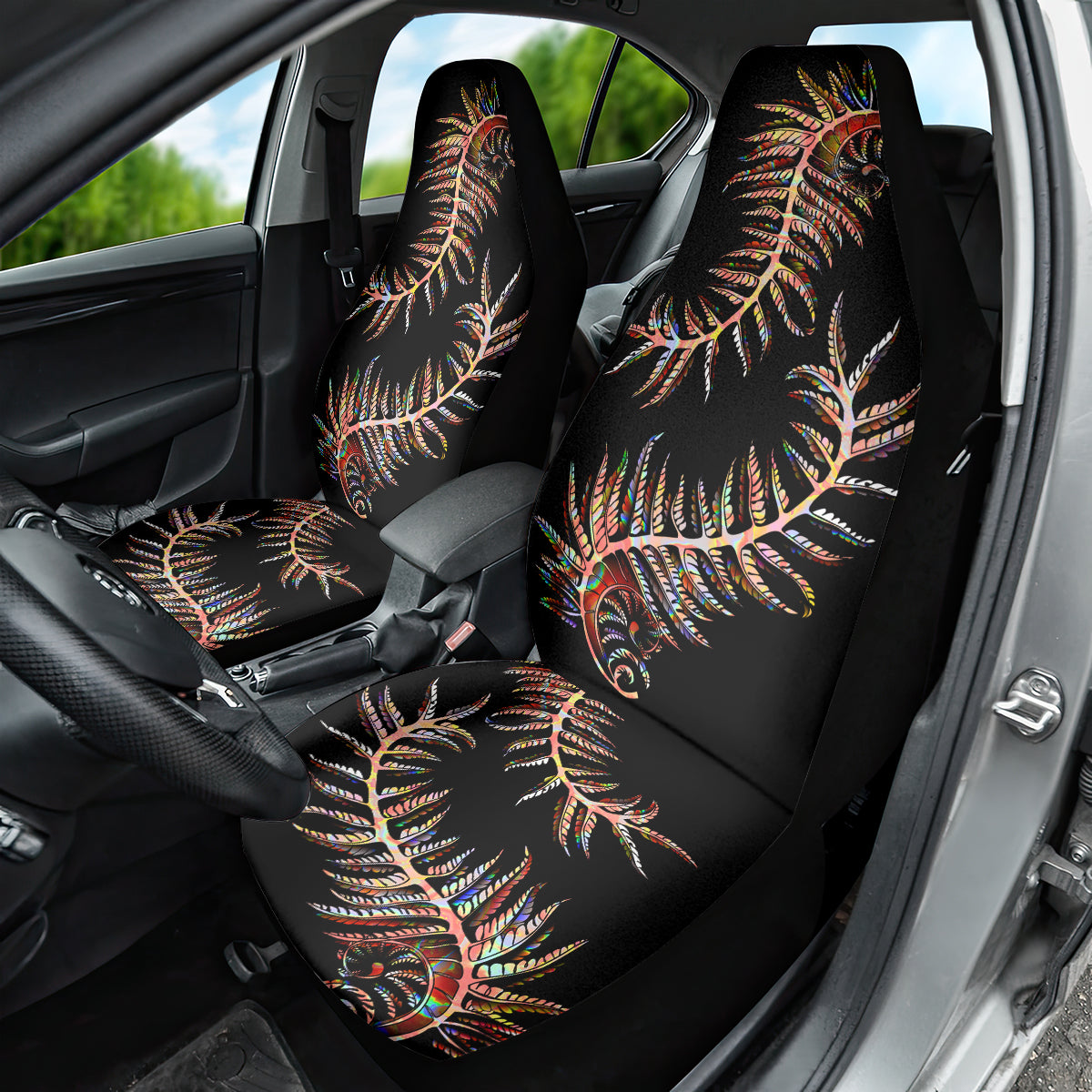 New Zealand Car Seat Cover Aotearoa Silver Fern Mixed Papua Shell Red Vibe LT9 - Polynesian Pride