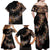 New Zealand Family Matching Off Shoulder Maxi Dress and Hawaiian Shirt Aotearoa Silver Fern Mixed Papua Shell Red Vibe LT9 - Polynesian Pride