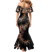 New Zealand Mermaid Dress Aotearoa Silver Fern Mixed Papua Shell Red Vibe LT9 - Polynesian Pride