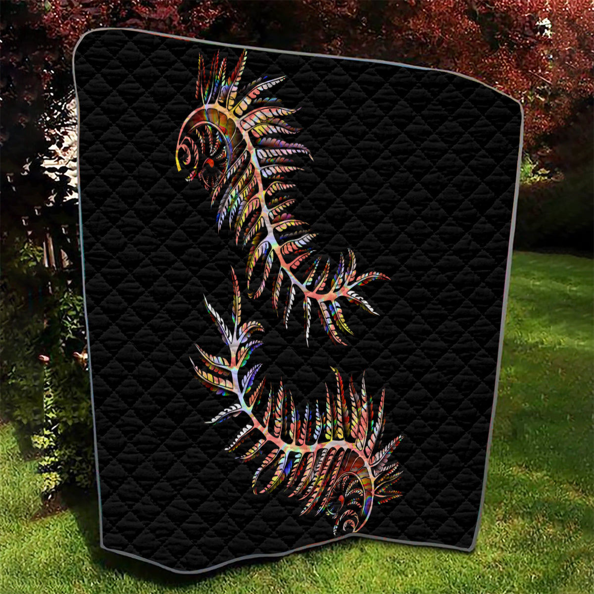 New Zealand Quilt Aotearoa Silver Fern Mixed Papua Shell Red Vibe LT9 - Polynesian Pride