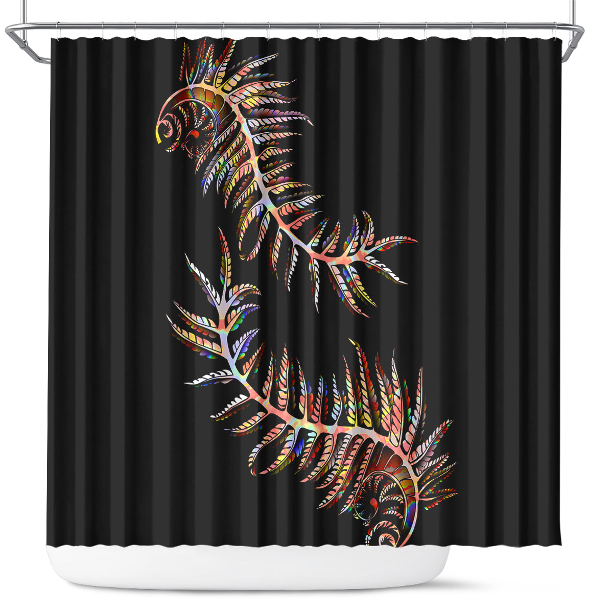 New Zealand Shower Curtain Aotearoa Silver Fern Mixed Papua Shell Red Vibe LT9 Red - Polynesian Pride