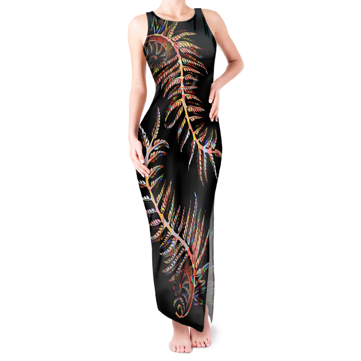 New Zealand Tank Maxi Dress Aotearoa Silver Fern Mixed Papua Shell Red Vibe LT9 Women Red - Polynesian Pride