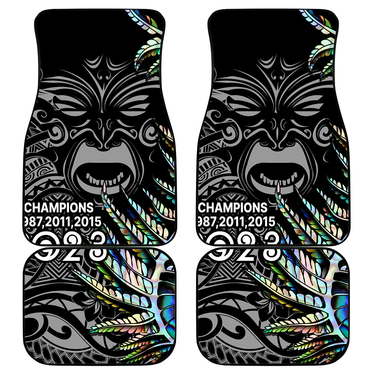 New Zealand Rugby Car Mats NZ Black Fern Champions History With Papua Shell LT9 Black - Polynesian Pride