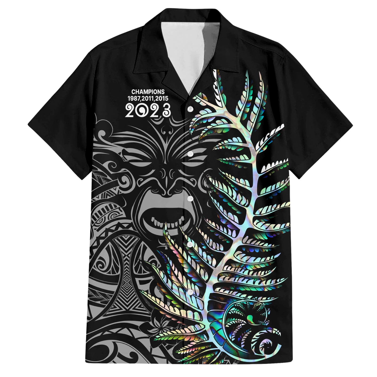 New Zealand Rugby Hawaiian Shirt NZ Black Fern Champions History With Papua Shell LT9 Black - Polynesian Pride