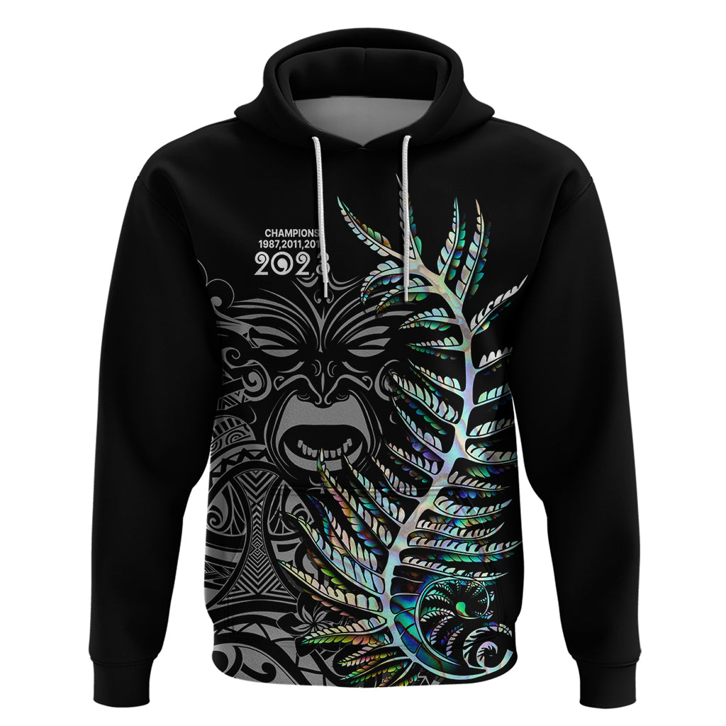 New Zealand Rugby Hoodie NZ Black Fern Champions History With Papua Shell LT9 Black - Polynesian Pride