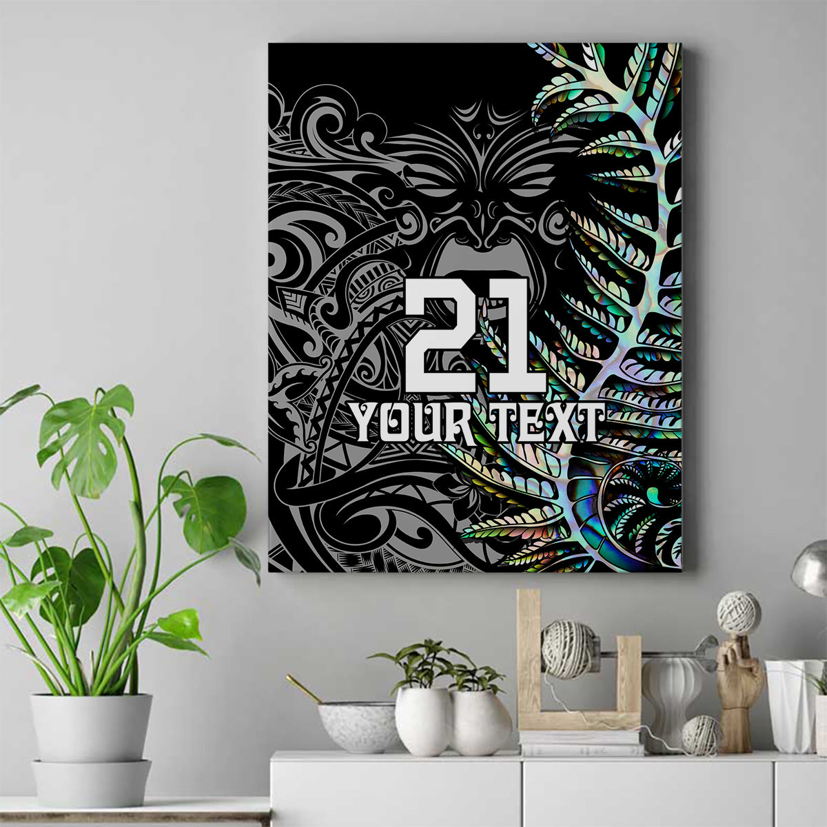 Custom New Zealand Rugby Canvas Wall Art NZ Black Fern Champions History With Papua Shell LT9 Black - Polynesian Pride