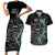 Custom New Zealand Rugby Couples Matching Short Sleeve Bodycon Dress and Hawaiian Shirt NZ Black Fern Champions History With Papua Shell LT9 Black - Polynesian Pride