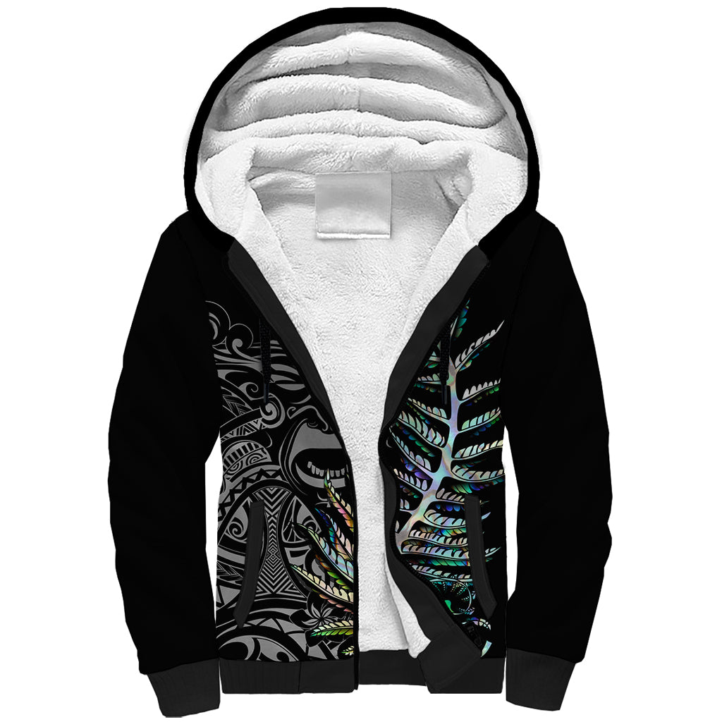 Custom New Zealand Rugby Sherpa Hoodie NZ Black Fern Champions History With Papua Shell LT9 Unisex Black - Polynesian Pride