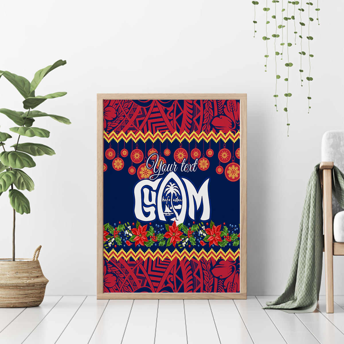 Personalised Guam Christmas Canvas Wall Art Felis Pusgua Santa Beach Polynesian Pattern LT9 - Polynesian Pride