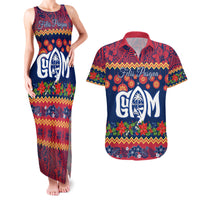 Personalised Guam Christmas Couples Matching Tank Maxi Dress and Hawaiian Shirt Felis Pusgua Santa Beach Polynesian Pattern LT9 Blue - Polynesian Pride