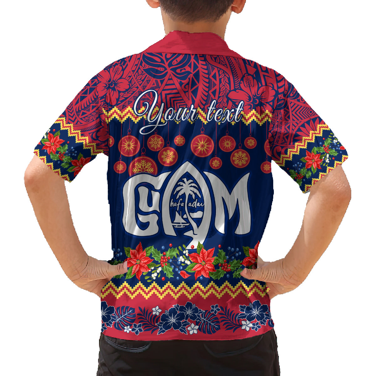 Personalised Guam Christmas Family Matching Puletasi Dress and Hawaiian Shirt Felis Pusgua Santa Beach Polynesian Pattern LT9 - Polynesian Pride