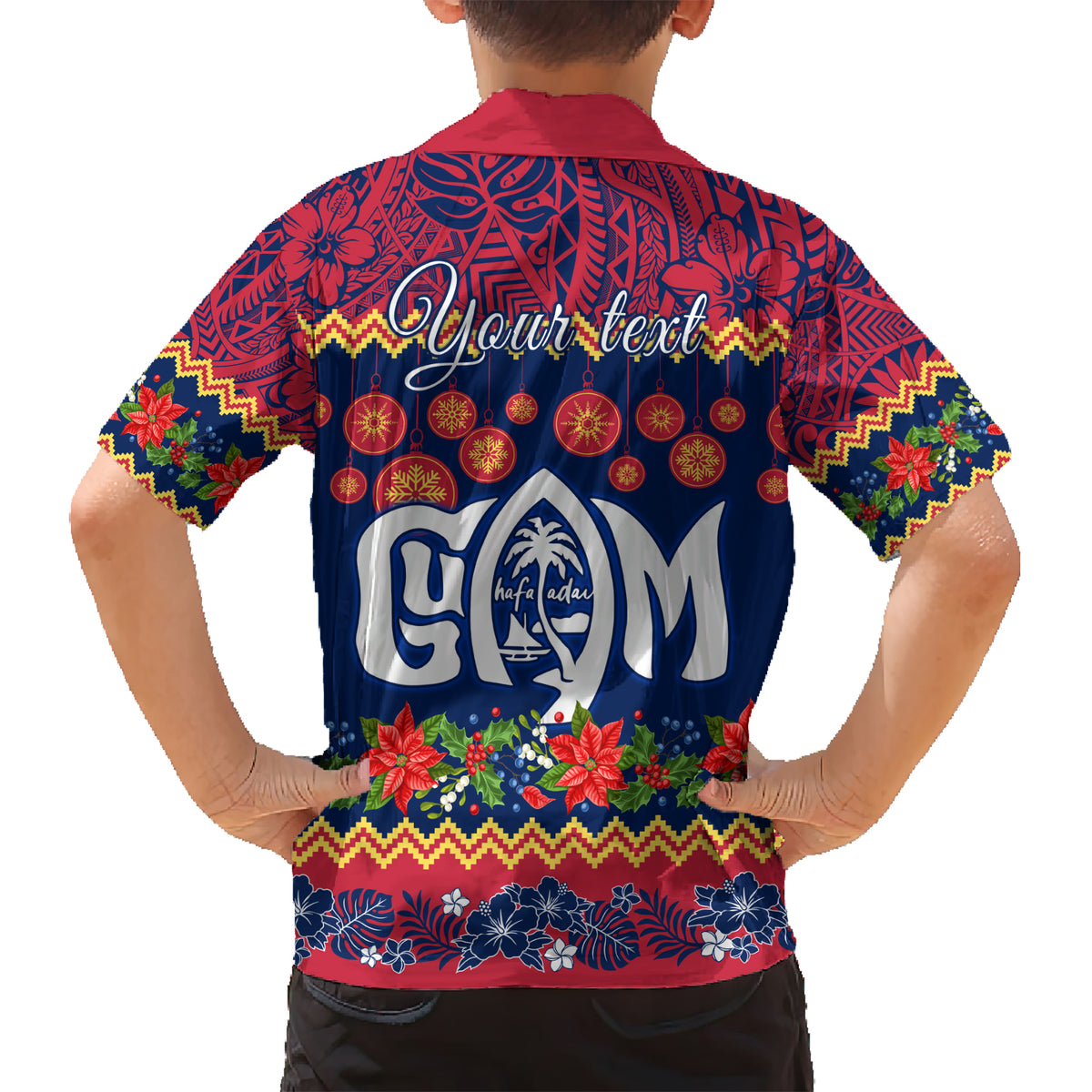 Personalised Guam Christmas Kid Hawaiian Shirt Felis Pusgua Santa Beach Polynesian Pattern LT9 - Polynesian Pride