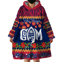 Personalised Guam Christmas Wearable Blanket Hoodie Felis Pusgua Santa Beach Polynesian Pattern LT9 - Polynesian Pride