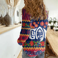 Personalised Guam Christmas Women Casual Shirt Felis Pusgua Santa Beach Polynesian Pattern LT9 - Polynesian Pride