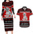 Personalised New Zealand Christmas Couples Matching Long Sleeve Bodycon Dress and Hawaiian Shirt Maori Tiki Meri Kirihimete LT9 Red - Polynesian Pride