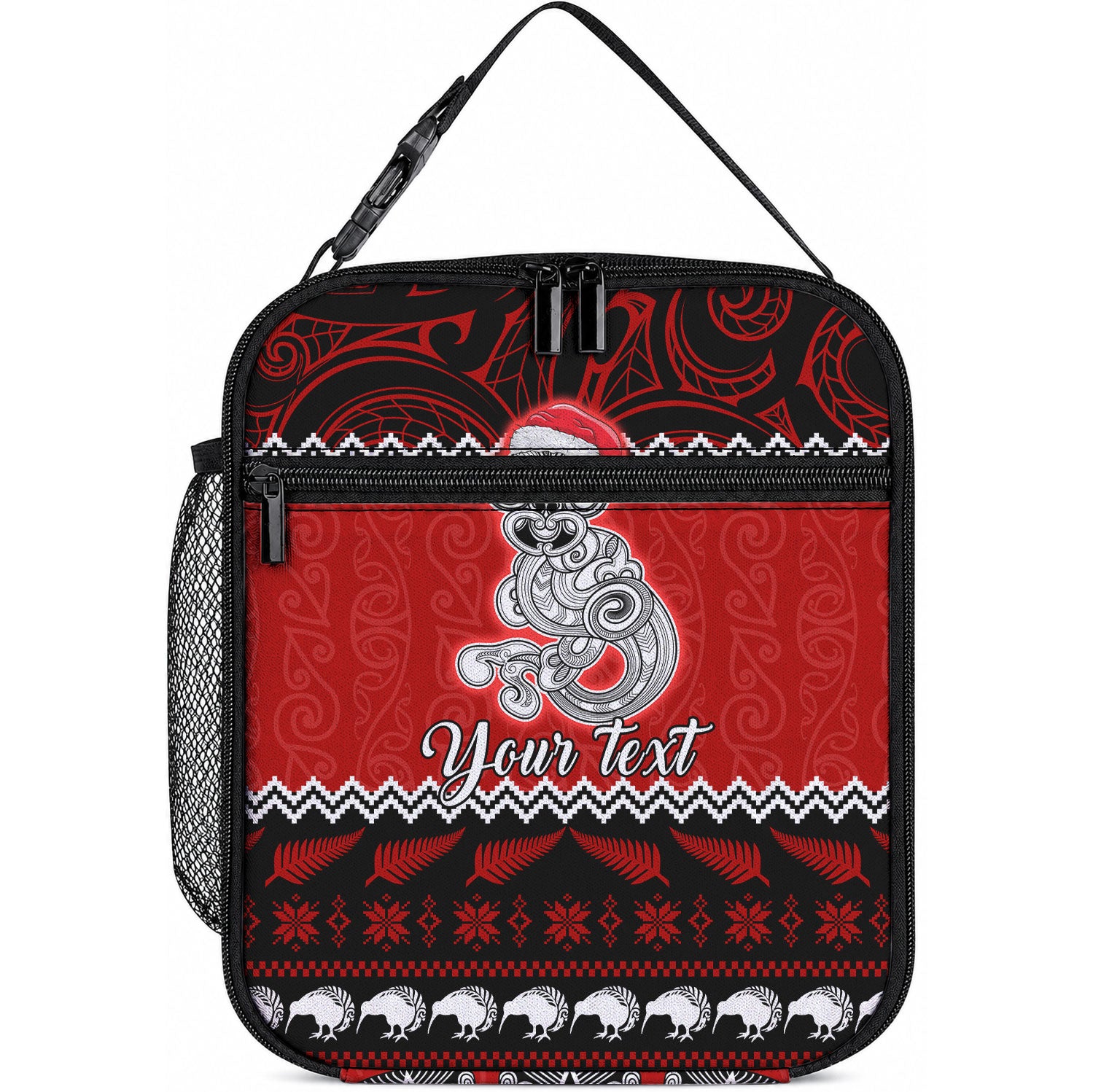 Personalised New Zealand Christmas Lunch Bag Maori Tiki Meri Kirihimete LT9 10.2 × 8.3 × 4.3 inch Red - Polynesian Pride