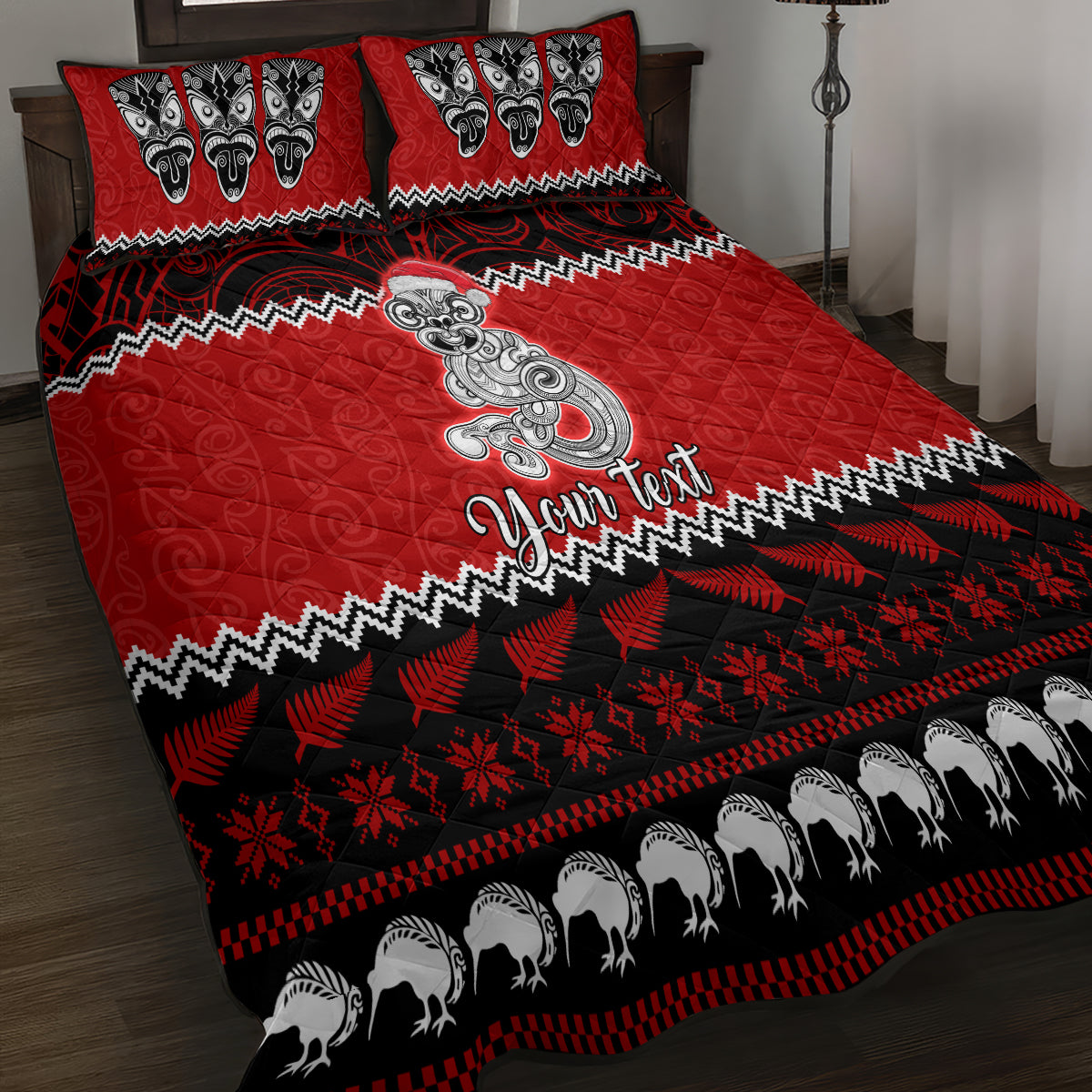 Personalised New Zealand Christmas Quilt Bed Set Maori Tiki Meri Kirihimete LT9 - Polynesian Pride