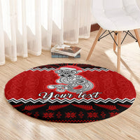 Personalised New Zealand Christmas Round Carpet Maori Tiki Meri Kirihimete LT9 - Polynesian Pride