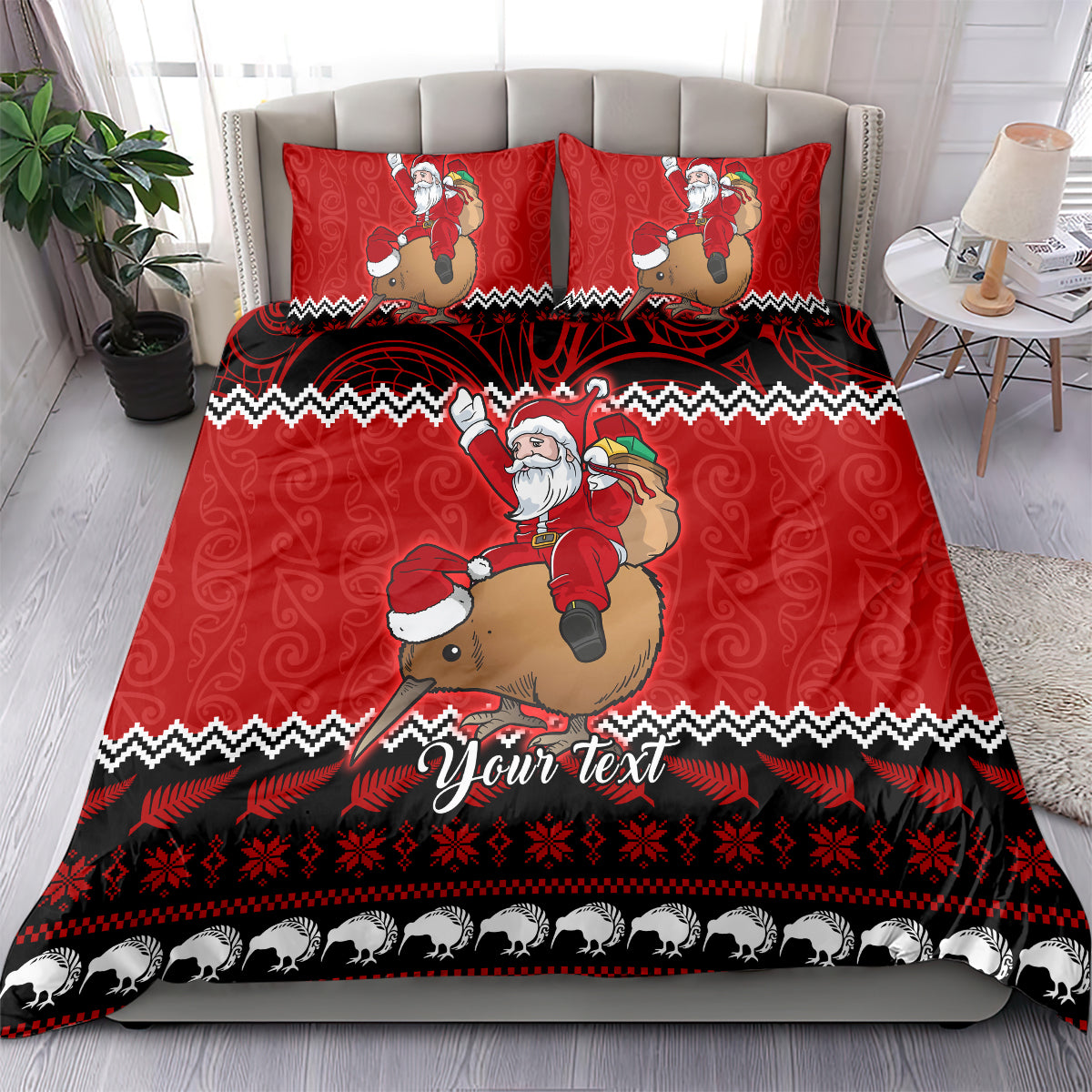 Personalised New Zealand Christmas Bedding Set Kiwi Santa Claus Maori Meri Kirihimete LT9 - Polynesian Pride