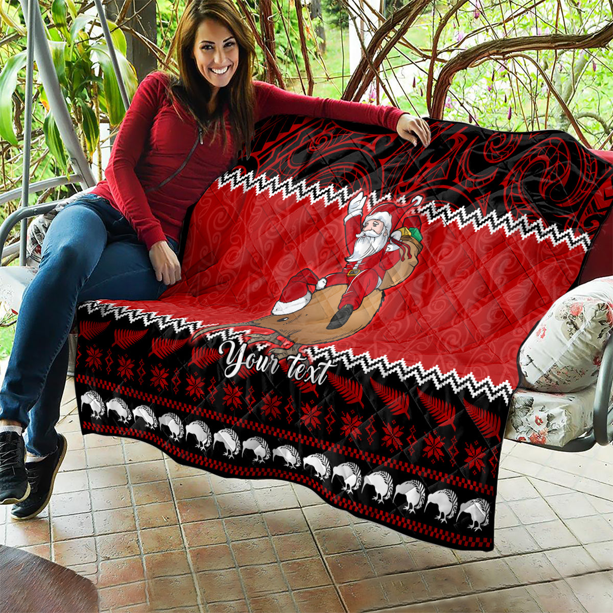 Personalised New Zealand Christmas Quilt Kiwi Santa Claus Maori Meri Kirihimete LT9 - Polynesian Pride