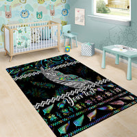 Personalised New Zealand Christmas Area Rug Maori Fern Manaia Meri Kirihimete with Papaua Shell LT9 - Polynesian Pride