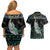 Personalised New Zealand Christmas Couples Matching Off Shoulder Short Dress and Hawaiian Shirt Maori Fern Manaia Meri Kirihimete with Papaua Shell LT9 - Polynesian Pride