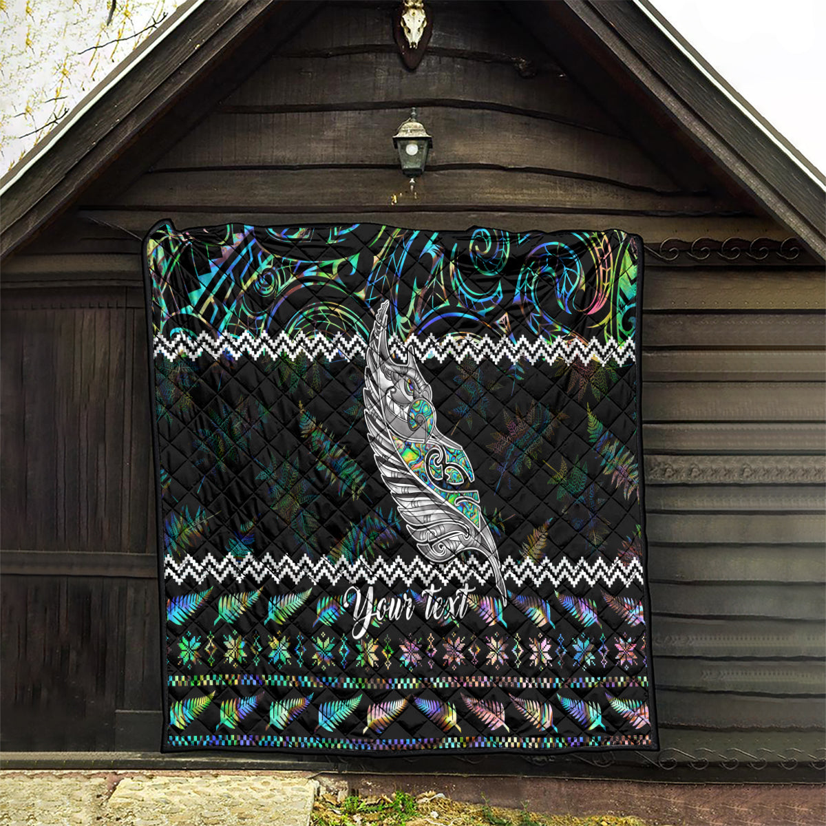 Personalised New Zealand Christmas Quilt Maori Fern Manaia Meri Kirihimete with Papaua Shell LT9 - Polynesian Pride