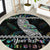 Personalised New Zealand Christmas Round Carpet Maori Fern Manaia Meri Kirihimete with Papaua Shell LT9 Black - Polynesian Pride