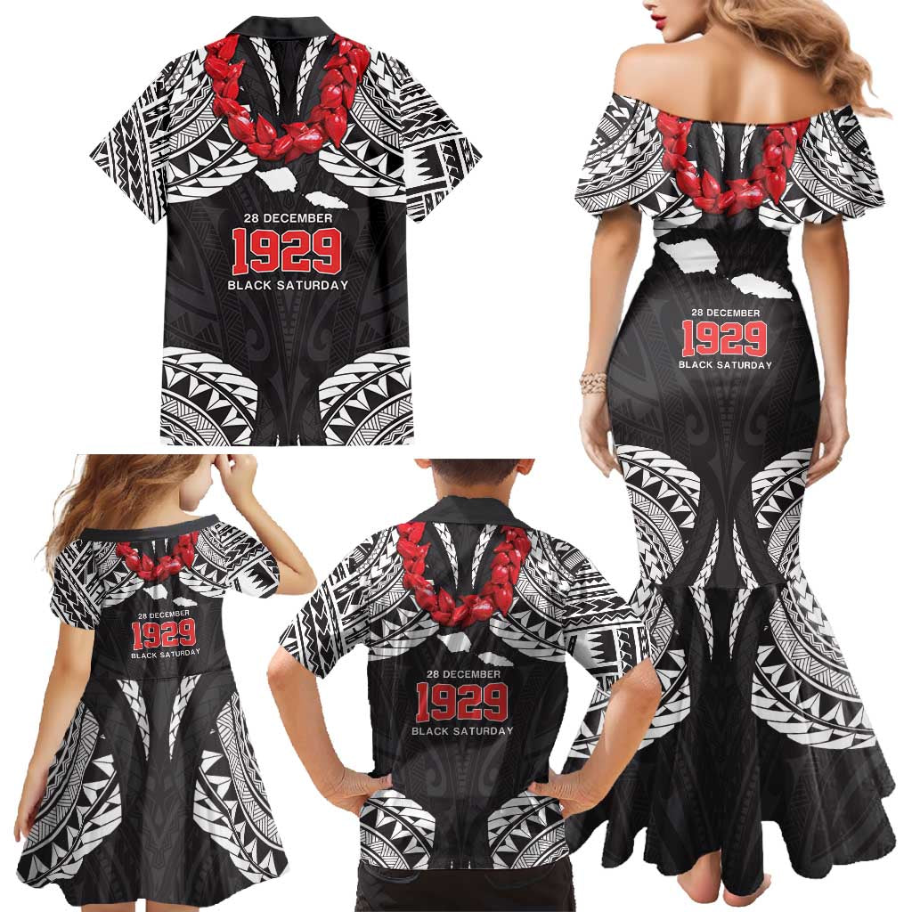 Samoa Black Saturday Family Matching Mermaid Dress and Hawaiian Shirt Samoa mo Samoa with Black Ula Fala