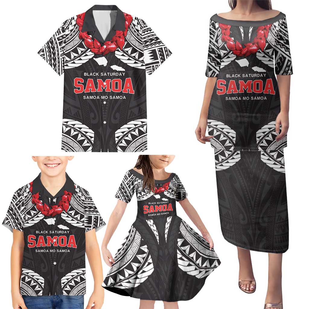 Samoa Black Saturday Family Matching Puletasi and Hawaiian Shirt Samoa mo Samoa with Black Ula Fala