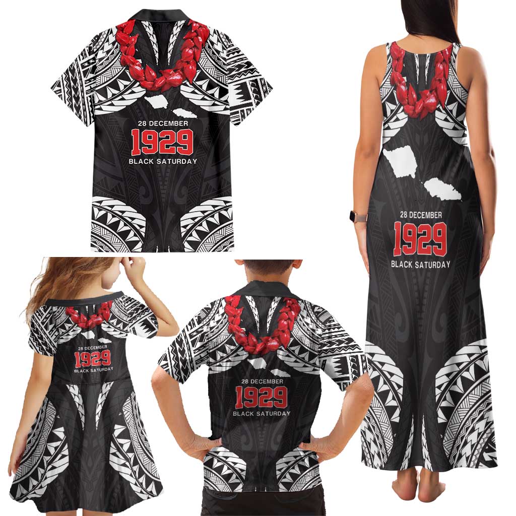 Samoa Black Saturday Family Matching Tank Maxi Dress and Hawaiian Shirt Samoa mo Samoa with Black Ula Fala
