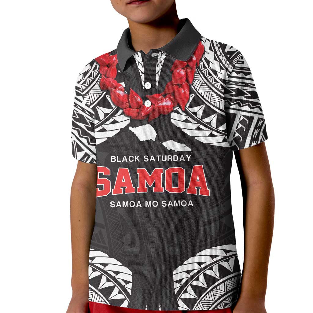 Samoa Black Saturday Kid Polo Shirt Samoa mo Samoa with Black Ula Fala