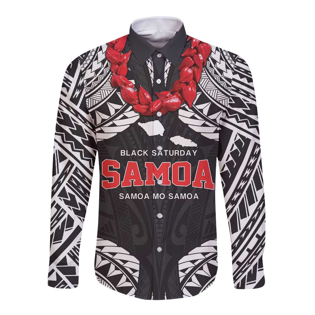 Samoa Black Saturday Long Sleeve Button Shirt Samoa mo Samoa with Black Ula Fala